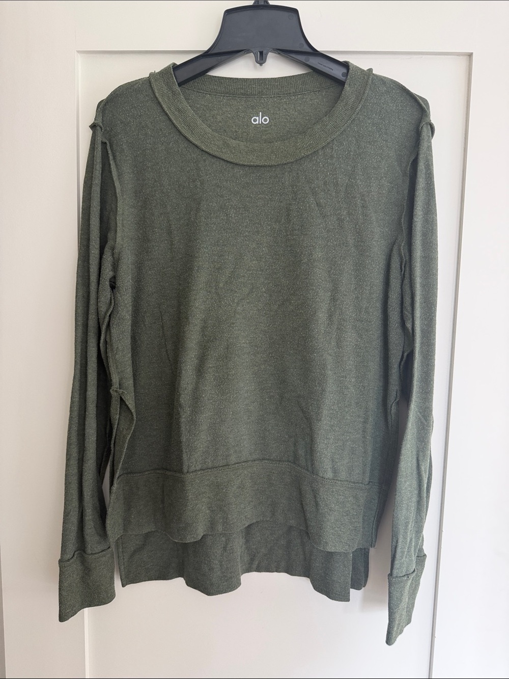 ALO Yoga Olive Green Layered Hem Pullover